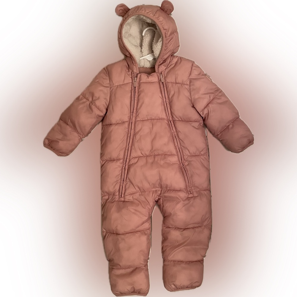 GAP Baby Pink Hooded Snowsuit